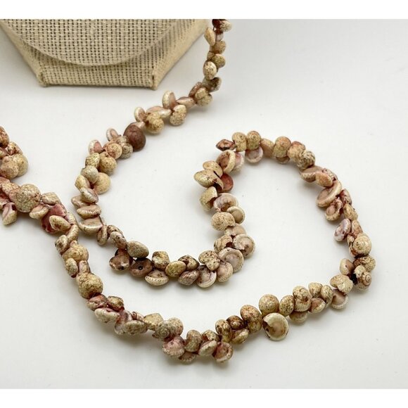 Natural Shell Long Beaded Necklace Sea Snail Beach Island Tiki Mermaid Costume - Picture 2 of 8